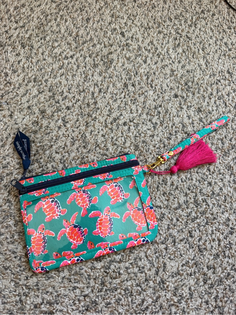Simply Southern Turtle Animal Print Folding Credit Card Wristlet Wallet Zipper